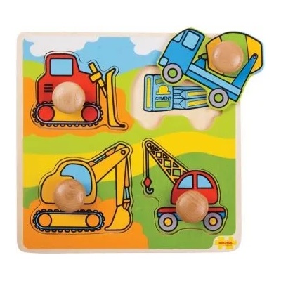 Bigjigs Toys - Моят първи дървен пъзел с дръжки - Строителна площадка (BJ518)