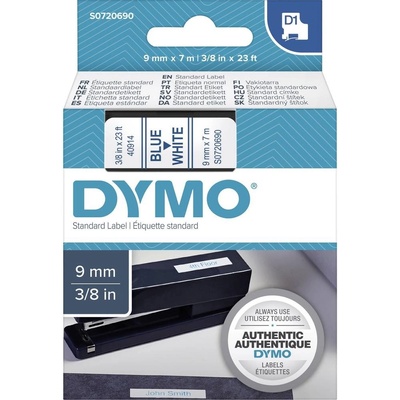 etikety DYMO D1 S0720690 polyester Farba pásky: biela Farba písma:modrá 9 mm 7 m
