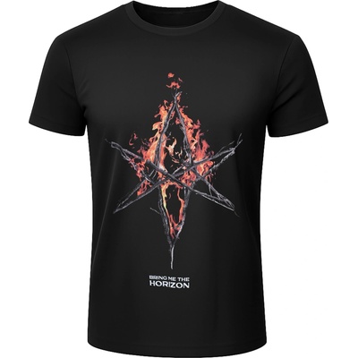 ROCK OFF мъжка тениска Bring Me The Horizon - Flame Hex & Text Logo - BL - ROCK OFF - BMTHTS118MB