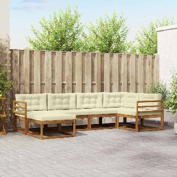 vidaXL Комплект дивани за открито 6 pcs Натурален и Крема (3367808)