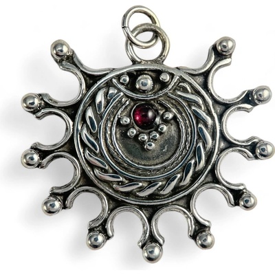 Drakkaria DEVANA slovanský sluneční stříbrný přívěsek granát P3842