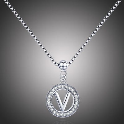 Grace Silver Jewellery Stříbrný řetízek s přívěskem ve tvaru písmena V NH-28-BSP001/V Stříbrná