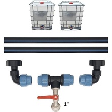 Profi propojení: 2 IBC nádrže + 1" zahradní kohout Z modrá barva