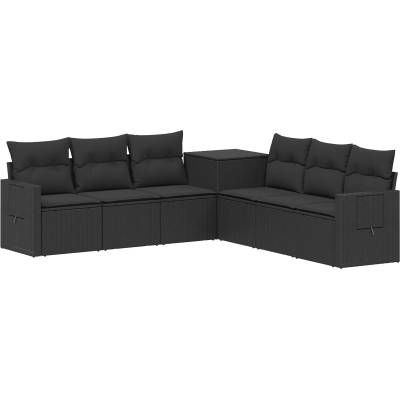 vidaXL Комплект дивани 7 бр. Черно Полиротан и стомана (3448794)