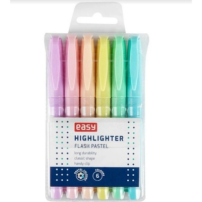 Zvýrazňovač Flash Pastel 6 farieb EASY