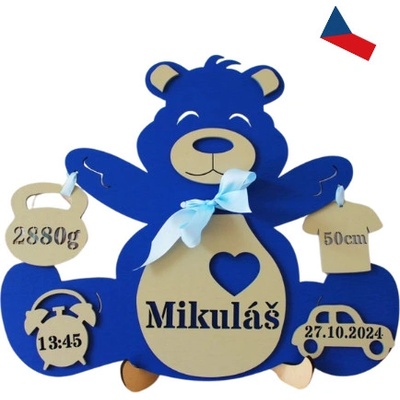 JH WoodArt pamětní medvídek originální dárek pro novorozence – Zboží Dáma