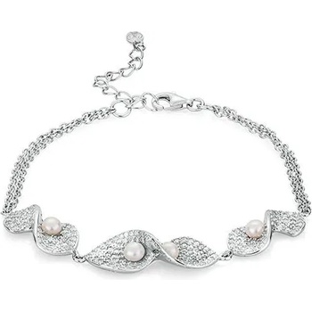 Image 1 of Swan Сребърна гривна с бели перли и циркон RT083BW Swan