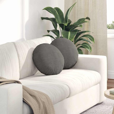 vidaXL Възглавници за седалки 2 pcs Светлосиво Ø 40 cm Кордюрова тъкан (42014149)