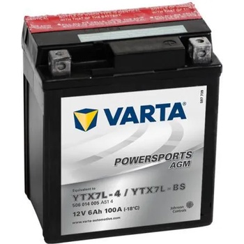 Image 1 of VARTA Powersports AGM 12V 6Ah right+ YTX7L-4/YTX7L-BS 506014005A514