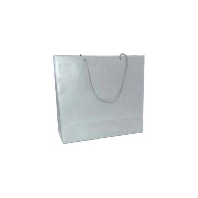 Darčeková papierová taška LAMINO, 35 x 13 x 31 cm, strieborná lesklá