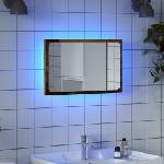 vidaXL Огледало за баня с LED светлина, старо дърво, 60x8, 5x38 cm (856265)