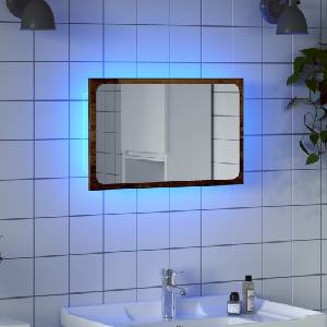 vidaXL Огледало за баня с LED светлина, старо дърво, 60x8, 5x38 cm (856265)
