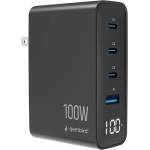 Gembird 4-портово 100 W GaN USB бързо зарядно устройство с LCD дисплей, черно TA-UC-1A3C-PD100-01-BK (TA-UC-1A3C-PD100-01-BK)