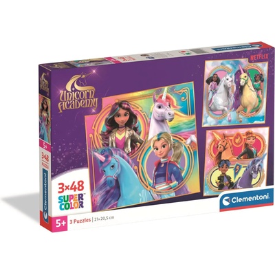 Clementoni - Puzzle 3x48 Unicorn Academy - 40 - 99 piese
