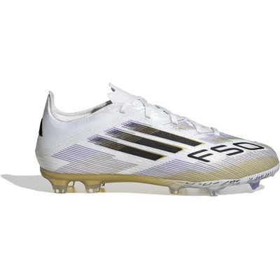 Adidas Детски футболни бутонки Adidas F50 Elite Childrens Firm Ground Football Boots - White/Blk/Gold