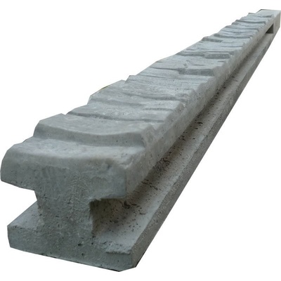 Betonový sloupek na plot 200 cm průběžný jednostranně vzorovaný - šedý