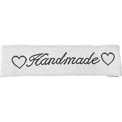 Pro Háčkování Látková cedulka Handmade krémová se srdcem podélná