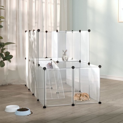 vidaXL 9799.340574 Klec pro malá zvířata PP a ocel průhledná 142 x 74 x 93 cm