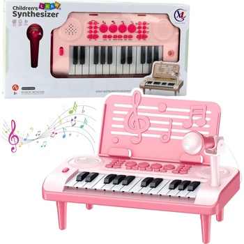 Mamido Elektronické výukové piano s držiakom nôt a mikrofónom 24K ružové