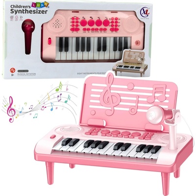 Mamido Elektronické výukové piano s držiakom nôt a mikrofónom 24K ružové