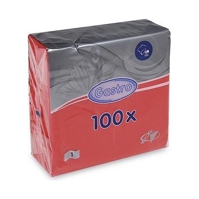 Gastro ubrousky papírové 1V 100ks červené 33x33cm