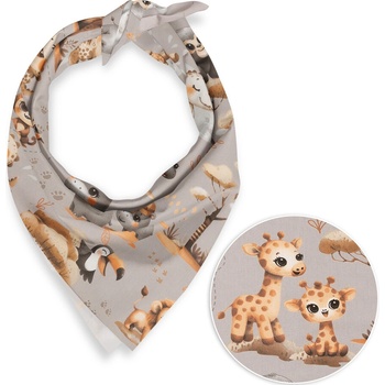 Biante Detská bavlnená šatka Sandra SA-514 Africké zvieratká na sivom