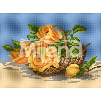 Image 1 of Milena Style Кошница с жълти рози - гоблен с щампа с конци Ariadna