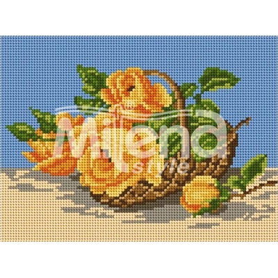 Milena Style Кошница с жълти рози - гоблен с щампа с конци Ariadna
