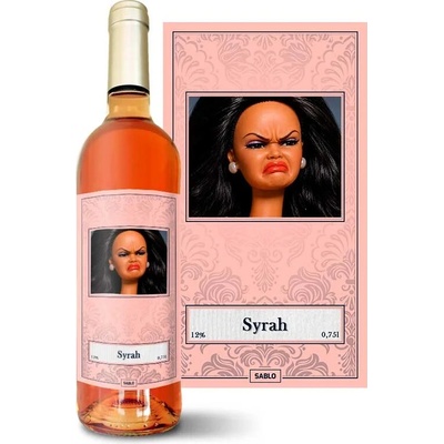 Sablio Nahnevaná Barbie - Meme Barbie Syrah ružové suché víno 12 % 0,75 l (čistá fľaša)