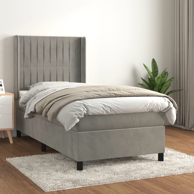 Petrashop 3132777 boxspring postel s matrací světle šedá samet