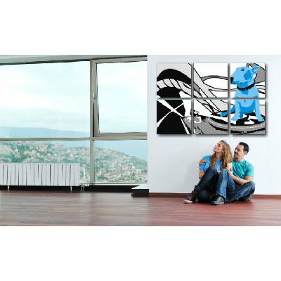 Ručne maľovaný POP Art obraz Dog and DJ´S - 150x100 cm