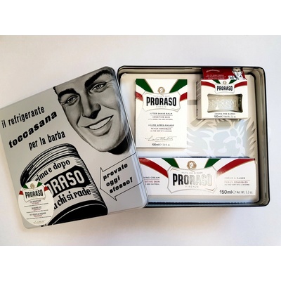 Proraso White Vintage Selection krém na holenie 150 ml + krém pred holením 100 ml + balzam po holení 100 ml darčeková sada