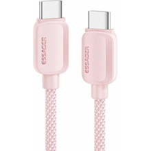Essager ES-X46 opletený nabíjací a dátový USB-C na USB-C 1m růžový