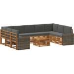 vidaXL Комплект дивани за открито 10 бр. Натурален и Антрацит (3384878)