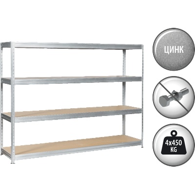 Метален стелаж MEGA 177x240x60 см, до 450 кг на рафт - цинк (B3580522_1)