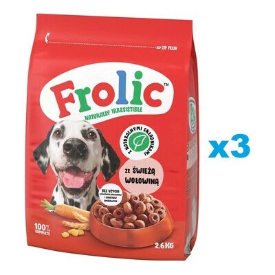 Frolic Naturally Irresistible s čerstvým hovädzím mäsom 3 x 2,6 kg