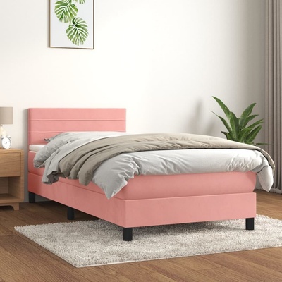 vidaXL 3141348 Boxspring postel s matrací samet / barva Růžová