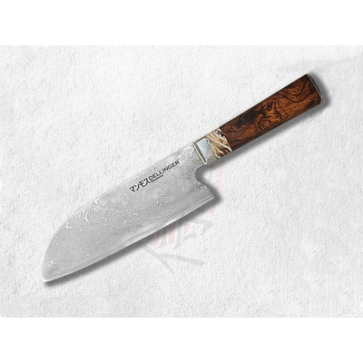 Dellinger Manmosu Professional Damascus nôž šéfkucháre Santoku 18 cm