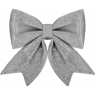 SPRINGOS Vánoční mašle s flitry 19,5x21cm stříbrná, vánoční dekorace CA1304-XG