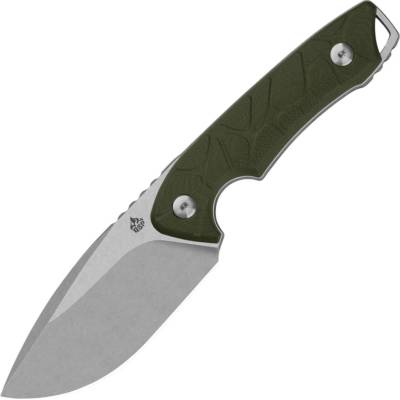 QSP Knife Tiny TOT 10Cr15MoV, stonewash, OD green G10 QS169-B1