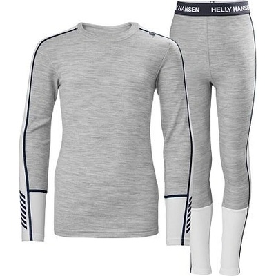 Helly Hansen dětské termoprádlo JR Lifa Merino Midweight Set grey melange