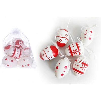 Wiky Vajíčko dekorační plastové malované 6 cm, 6ks v organza sáčku – Zboží Dáma