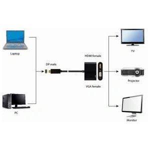 Gembird DisplayPort Cable GEMBIRD A-DPM-HDMIFVGAF-01 Black 10 cm