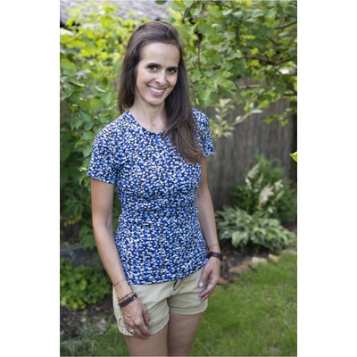 Jsem máma Funkční kojicí tričko tencel modrá kvítka