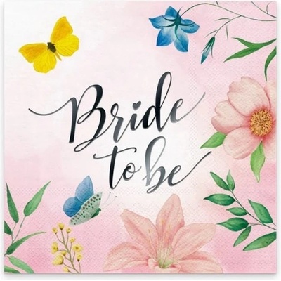 Party Pal Papírové ubrousky Bride to be květy 10 ks 33x33cm