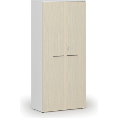 Primo Kancelárska skriňa s dverami WHITE, 1781 x 800 x 420 mm, biela/breza
