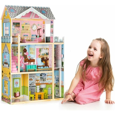 Eco Toys Veľký drevený s výťahom a nábytkom