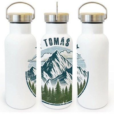Canvas termoska s bambusovým víčkem Pro cestovatele 500 ml