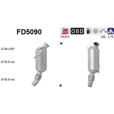 Filtr sazových částic, výfukový systém AS FD5090