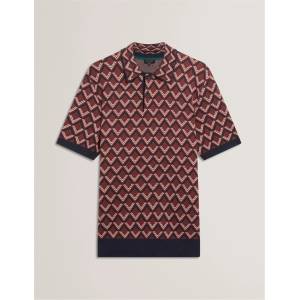Ted Baker Блуза с яка Ted Baker Men's Jacquard Short-Sleeve Polo Shirt - Maroon
